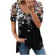 thumbnail image 2 of ICHUANYI Clearance Fashion Woman V-Neck Short Sleeve Tops T-Shirt Summer Print Loose Blouse(White, XL) ICHUANYI WER2023080808215, 2 of 5