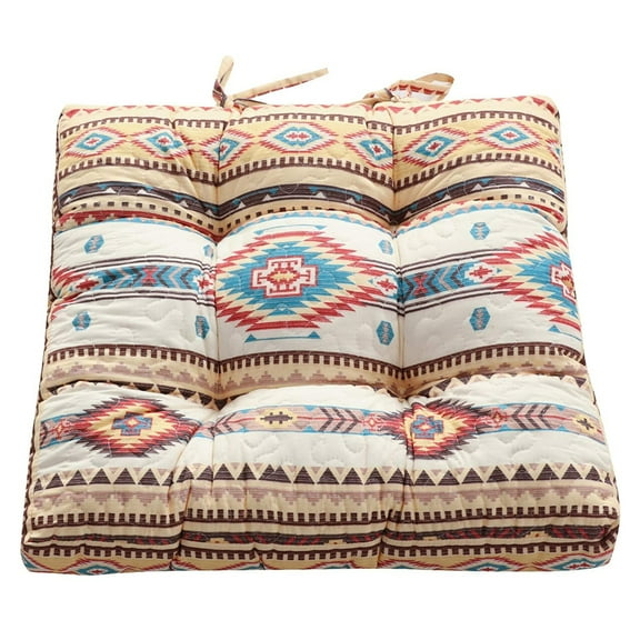 Benjara Tisa Traditional Ikat Pattern Fabric Chair Pad, Multicolor
