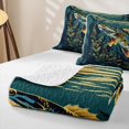 thumbnail image 4 of Feelyou Cartoon Rustic Bass Fish Twin Quilt Set for Men Boys, Rustic Fishing Lake Animal Twin Coverlet Set, Green, 2pcs, 4 of 7