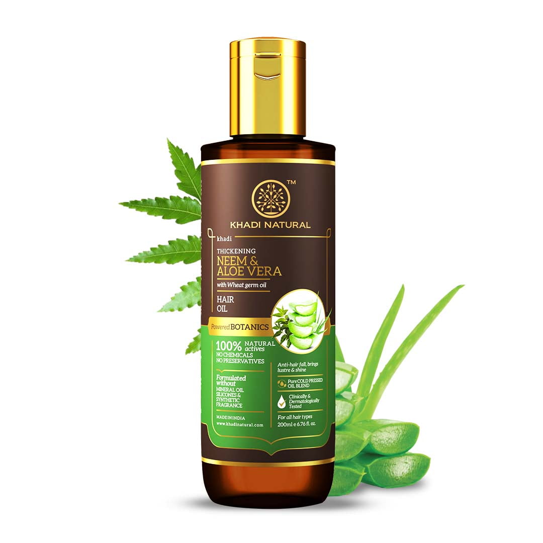 Khadi Natural Neem & Aloevera Hair Oil with Wheat germ powered