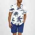 thumbnail image 2 of Stamzod Mens Summer Outfits Fashion Tropical Printed Suits Vacation Beach 2Pc Sets Hawaiian Button Down Shirts and Shorts Outfit Blue C S, 2 of 5