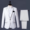 thumbnail image 1 of Traje de fotografía para hombre, traje de escenario, traje de cantante anfitrión, traje de reunión anual, blanco con borde negro, 1 of 5