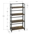 thumbnail image 4 of FurnitureR Folding Bookshelf Rack 4-Tiers Bookcase Home Shelf Storage Rack No-Assembly Industrial Stand Sturdy Shelf Organizer ,Brown & Black, 4 of 10