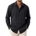 thumbnail image 3 of YODETEY Men's Long Sleeve Casual Cotton Button Down Shirt, Solid Collar Dress Shirts with Chest Pocket,Size S-3XL, 3 of 7