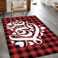 thumbnail image 2 of Valentine's Day Area Rugs 4'x6', Washable Small Throw Rugs for Office Bathroom, Romantic Love Red Checkered Buffalo Indoor Outdoor Rug Non-Slip Low Pile Carpet Runner Reversible Floor Mats, 2 of 8
