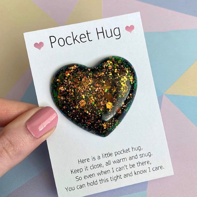 SAYOO Bolsillos en forma de corazón abrazan tarjetas de felicitación, regalos brillantes de tarjetas de felicitación SAYOO moda