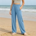 thumbnail image 5 of DYTTDG Women's High Waisted Wide Leg Trousers Elastic Waist with Pockets Solid Color Straight-Leg Casual Palazzo Pants, 5 of 8
