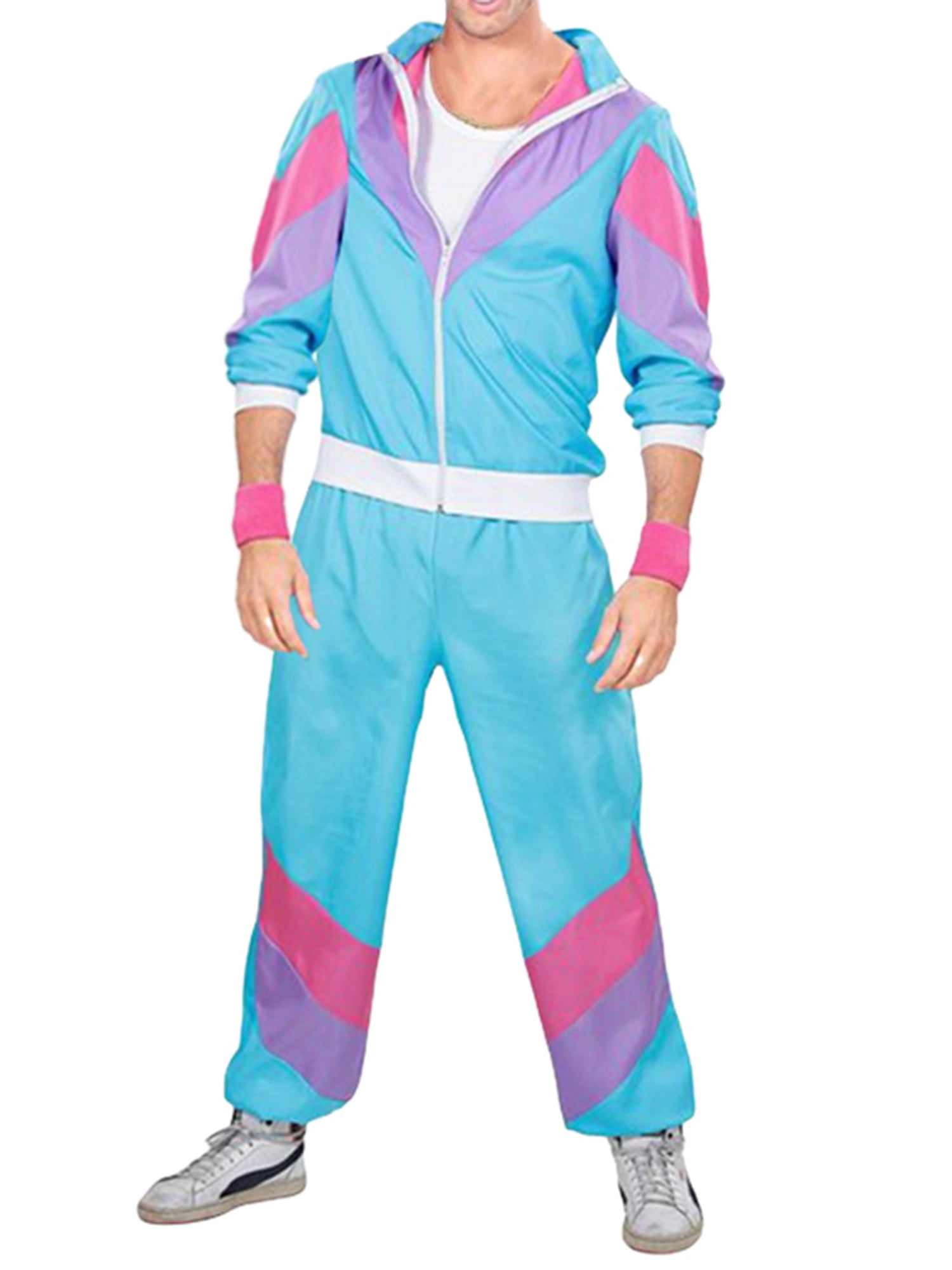 Z-B1-1 Mens 80s 90s Sweat Tracksuit Costume Shell Suit Retro Outfit
