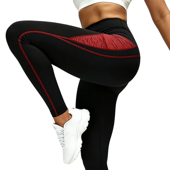 Gamivast Plus Size Biker Pants for Women with Pockets High Waisted Tummy Control Workout Shorts Quick Dry Athletic Tummy Control Full Length Leggings Compression Gym Running Wear Red M