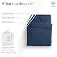 thumbnail image 6 of Threadmill 100% Cotton Sheets for King Size Bed | 4 Pc King Bed Sheets Set | Soft, Breathable Lightweight Damask Sateen for All-Season Use | Snug Fit Elastic Deep Pocket King Sheets | Folkstone Blue, 6 of 9