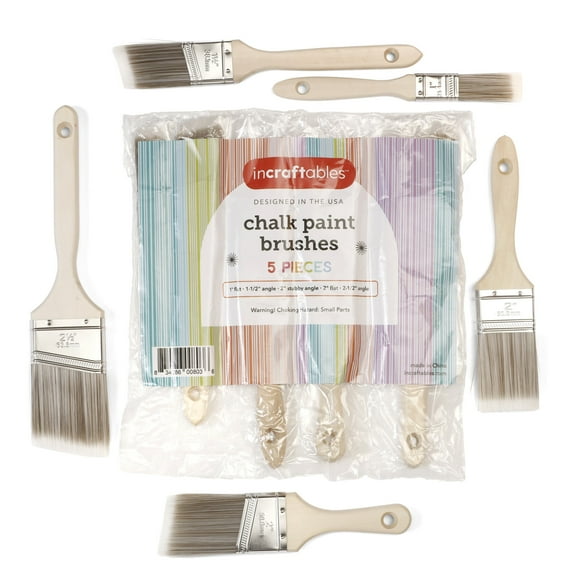 Incraftables Assorted Chalk Paint Brush Set (5pcs). Best Chalk Paint Brushes for Furniture. Wax Brush for Furniture, Chalk Painting, Home Decor & Wall. Natural Bristle Paint Brush for Kids & Adults