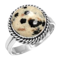 925 Sterling Silver Natural Dalmatian Handmade Ring