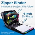 thumbnail image 5 of Case-it The King Sized Zip Tab Zipper Binder - 4 Inch D-Rings - 5 Subject File Folder - Multiple Pockets - 800 Sheet Capacity - Comes with Shoulder Strap - Jet Black D-186, 5 of 9