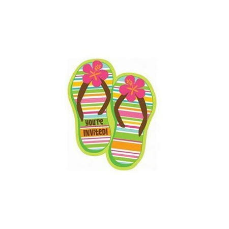 Amscan 206304 15. 2 x 12. 1 x 5. 1cm Flip Flop Invitations
