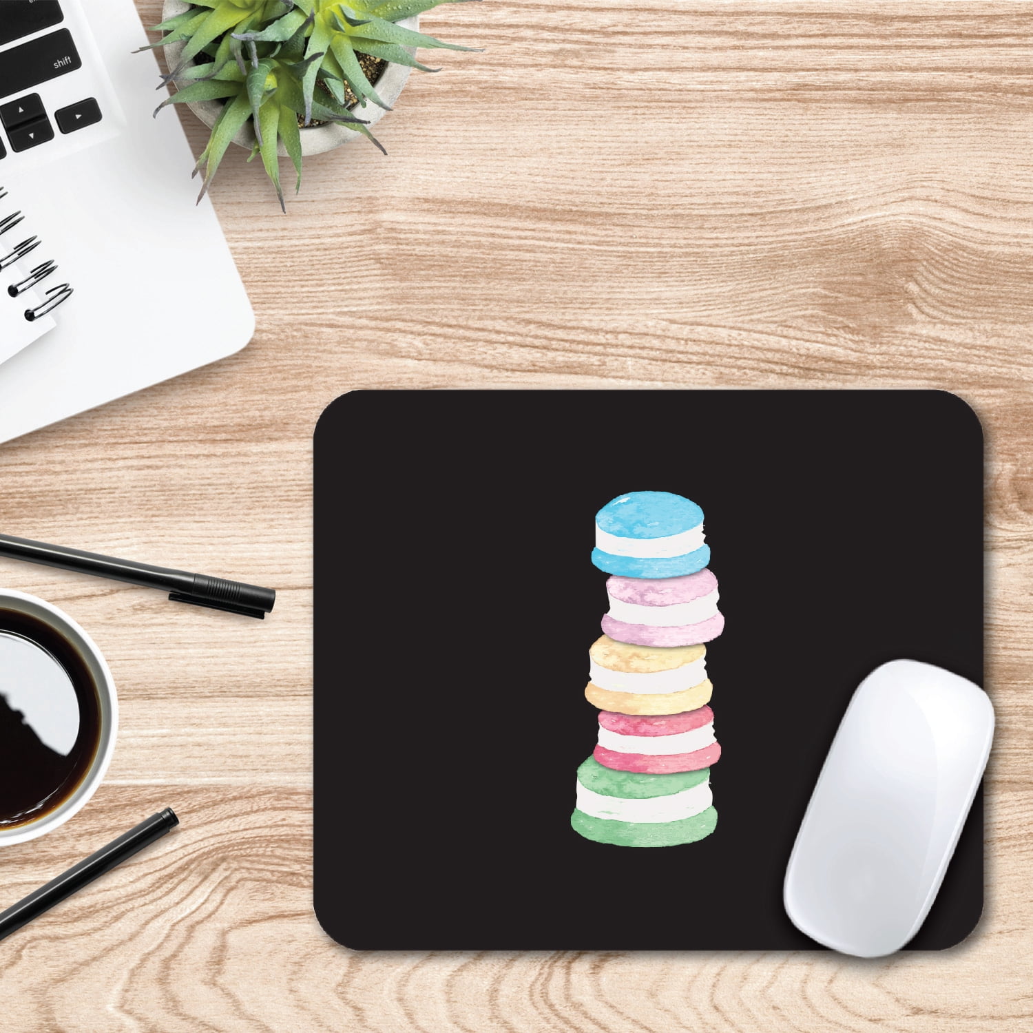 OTM Essentials Black Mouse Pad, Macaron Stack