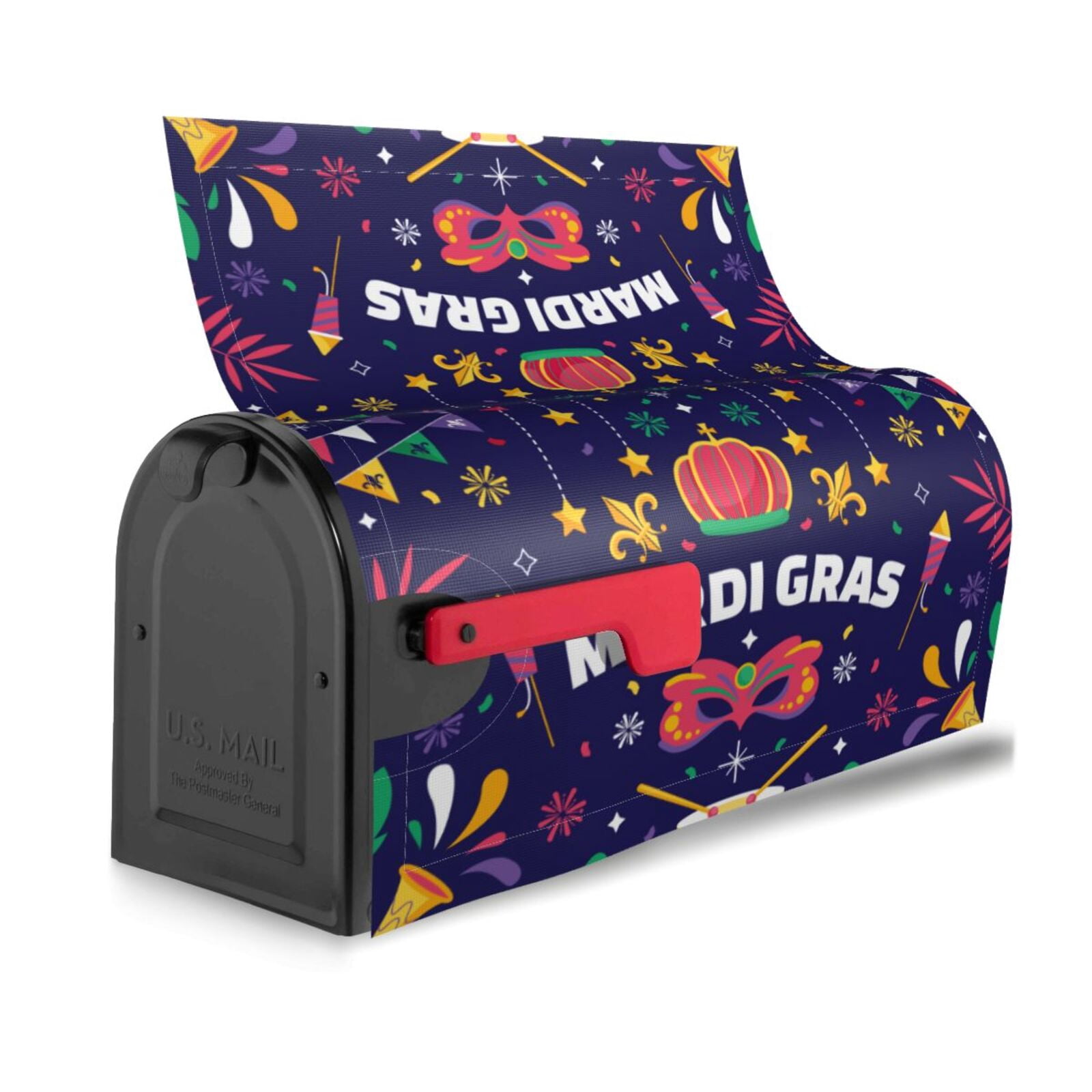 Xecao Happy Mardi Gras for Mailbox Cover with Magnetic Strips, Waterproof and Sunscreen, Adds a Decorative Touch to Your Garden Yard.