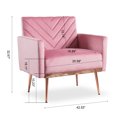 thumbnail image 6 of TTGIEET Modern Velvet Accent Chair Set of 2, Upholstered Tufted Armchair with Golden Metal Legs Single Sofa Reading Club Chair for Living Room Office (Pink), 6 of 7