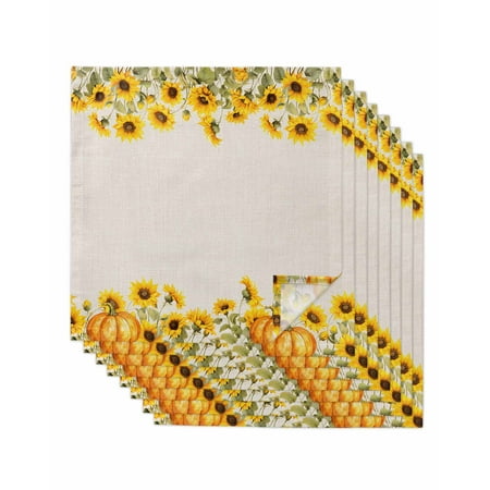 

Sunflower Cloth Napkins Set of 8 Yellow Floral Watercolor Rustic Botanical Washable Reusable Dinner Cocktail Napkin for Kitchen Party Wedding Banquet Holiday Baby Shower Table Decor