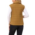 thumbnail image 3 of INSPIRE CHIC Women's Puffer Vest Zip Up Puffy Jackets Lapel Cap Sleeve Lightweight Gilet Quilted Vests Warm Coat S Brown, 3 of 6