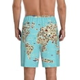 thumbnail image 2 of Balery World Travel Line Icons Map Men's Cotton Knit Pajama Shorts Waistband & Pockets,Short Pajama Pants-X-Large, 2 of 8