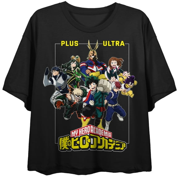 My Hero Academia Anime Characters Group Women's Black Crop Top-M