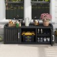 thumbnail image 2 of 2-Tier Storage Bench, Waterproof UV-Resistant Outdoor Shoe Storage Cabinet with 2 Doors & Adjustable Shelves for Indoor Outdoor Entryway, Hallway, Living Room(Black), 2 of 13