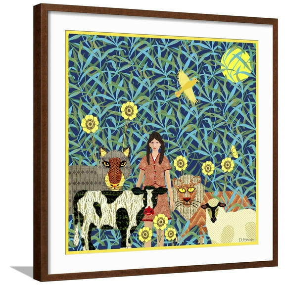 Art.com Peaceable Kingdom 3 Giclee Print by David Sheskin, Brown Frame Wall Art, 29" x 29"