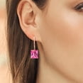 thumbnail image 3 of Gem Stone King 13.30 Ct Pink Created Sapphire White Diamond 18K Rose Gold Plated Silver Earrings, 3 of 3