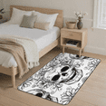 thumbnail image 2 of CURLYOOT Skull Gothic Skeleton Area Rug 3x5 Ft Rugs for Entryway Entrance Kitchen, Washable Non Slip Goth Black Floral Indoor Floor Carpet for Bedroom Living Room, 2 of 8
