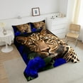thumbnail image 4 of Erosebridal Wild Cheetah Leopard Wildlife Comforter Sets Full Size, Navy Blue Rose Flower Comforters & Duvets, Reversible 3pcs, 4 of 7