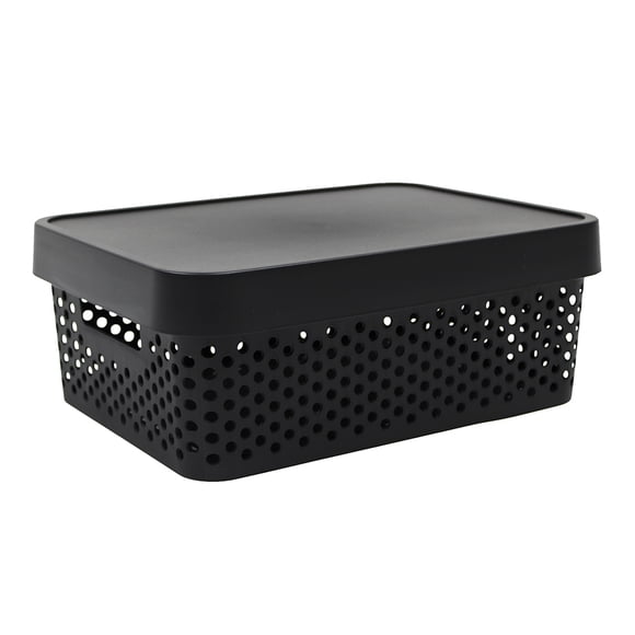 Caja con Tapa Plastic Trends Modelo Paris Capacidad 11Lts Color Negro 1 Pieza