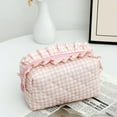 thumbnail image 5 of Ruffle Pouch Bag,Ruffle Makeup Bag,3PCS Gingham Pouch,Ruffle Makeup Pouches Bag,Quilted Ruffle Toiletry BagS Make up Organizer,Mini Ruffle Cosmetic Toiletry Bags for Travel, 5 of 7