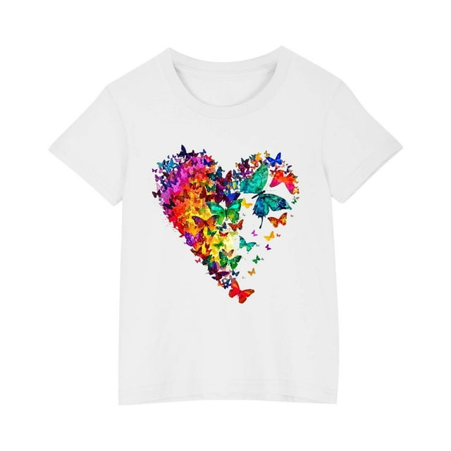 COM1950s Cadeaux pour Fillettes, Shorts pour Filles, T-Shirt en Coton pour Enfants Garçons Filles Mignon Col Rond Imprimé Tee Manches Courtes, Robe Manches Courtes, Cadeaux pour Fillettes, Cadeaux pour Garçons Tout-Petits