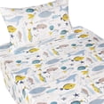thumbnail image 2 of J-pinno Go Fishing Sea Fishes Flying Fish Whale Cartoon 100% Cotton 3 Pieces Twin Sheet Set for Kids Girls Boys Children Flat Sheet + Fitted Sheet + Pillowcase Bedding Decoration Gift Set, 2 of 5