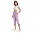 thumbnail image 5 of CFLVAEK Dressy Capri Pants for Women High Waist Stretch Plus Size Womens Capris Pants for Summer with Pockets Work Casual Purple S, 5 of 9