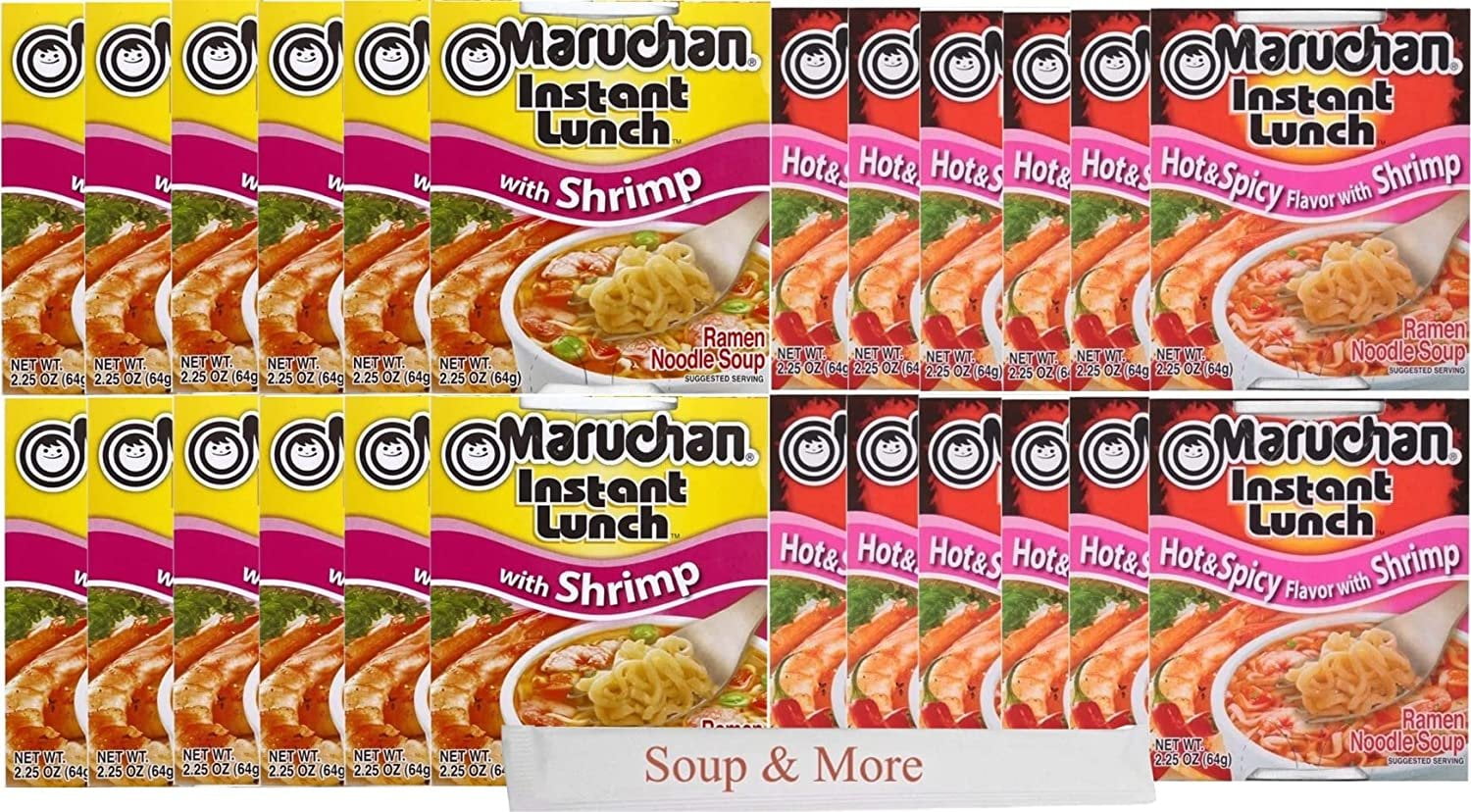 Maruchan Ramen Cup Noodles Instant 24 Count 12 Hot and Spicy Shrimp cups & 12 Shrimp cups Maruchan Ramen Cup Noodles Instant 24 Count 12 Hot and Spicy Shrimp cups & 12 Shrimp cups