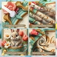 thumbnail image 4 of Bunny Design Easter Banner Easter Egg Decor Bunny Display Floral Pattern Tea Cup Motif Easter Backdrop for Easter Party Spring Celebration Home Decoration, 4 of 9