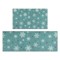Blue Christmas Snowflake and Star Pattern Kitchen Rugs Sets Of 2,Anti Fatigue Kitchen Mat Rugs Non Slip Washable,Decorative Kitchen Floor Mats for Kitchen,Sink,Laundry,17"x30" 17"x47"