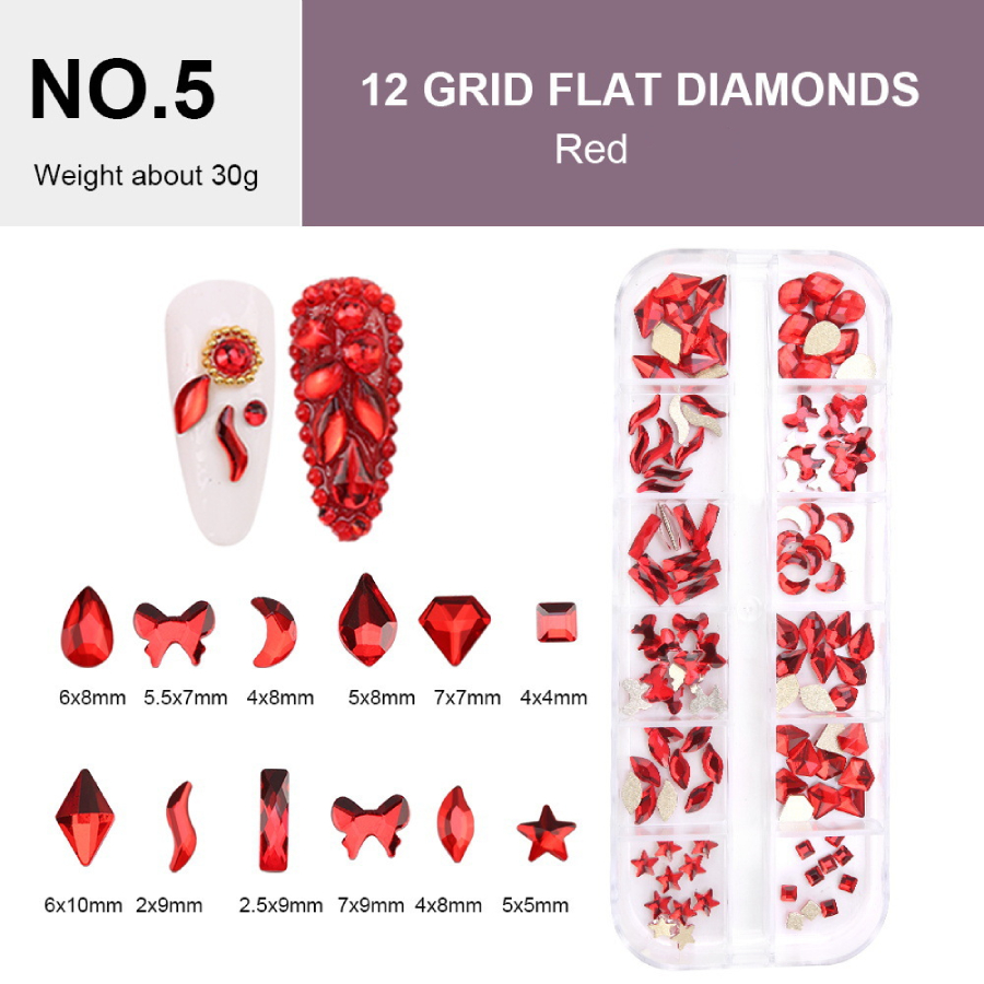 Feildoo Valentine'S Day Nail Art Rhinestones Flat Back Shiny Nail Gems 3D  Glass Crystal Nail Art Rhinestones,Light Pink 