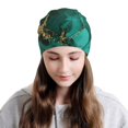 thumbnail image 2 of Naloa Green Gold Glitter Soft Beanie Hat, Knit Beanie Daily Beanie in Fine Knit for Women Men Winter Travel, Outdoor, 2 of 7