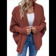 thumbnail image 1 of Suéter Tipo Cárdigan para Mujer, de Gran Tamaño, de Punto Grueso, Holgado, Cruzado, con de Murciélago y Frente Abierto Rojo L, 1 of 8