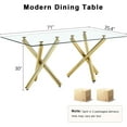 thumbnail image 5 of LUFTUT 71 in Gold Glass Dining Table for 6-8，Large Size Kitchen and Dining Room Table with Tempered Glass top and Gold Metal Legs, for Kitchen, Living Room, Easy Assembly, 5 of 6
