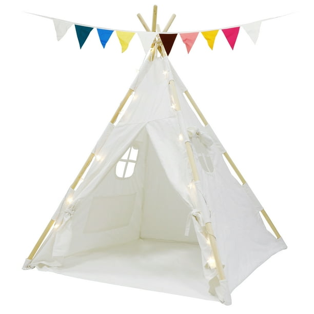 Kids Teepee Indian Tent For Kids With Ferry Lights Feathers Waterproof Base Children Playhouse Sleeping Dome W Carry Case Walmart Com Walmart Com