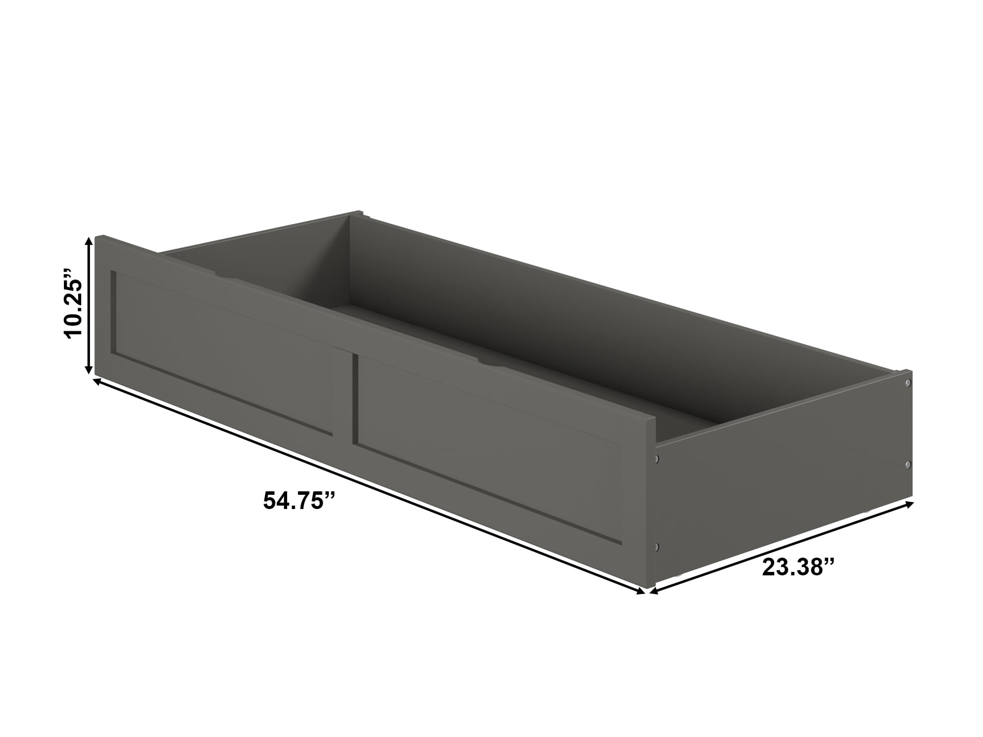AFI Under Bed Foot Drawer Storage Drawer for Platform Beds, Queen, Grey