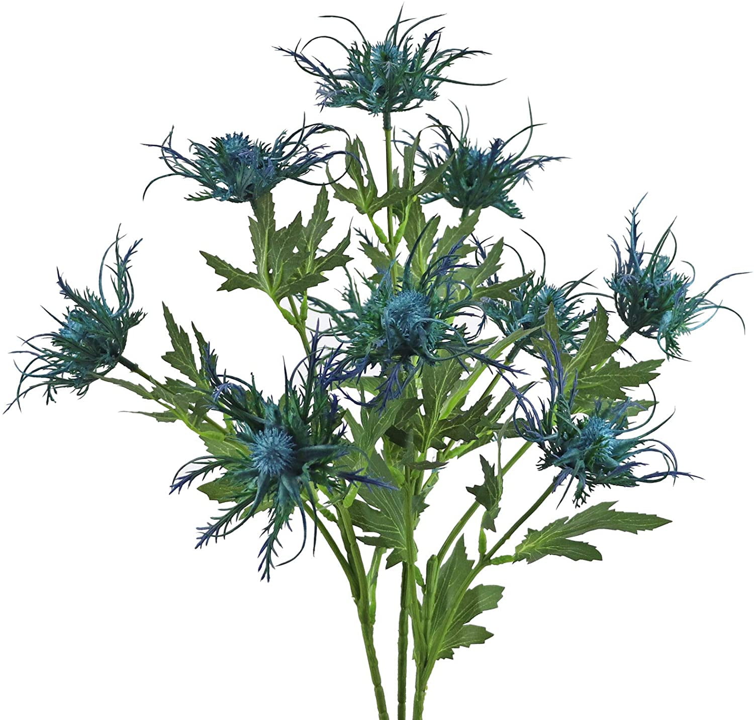 3 PCS Artificial Thistle Flowers Blue Faux Thistles Flowers Bunch Faux