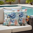thumbnail image 4 of 2 Pack Outdoor Waterproof Throw Pillow Covers,Ocean Sea Turtle Coral Starfish Decorative Square Patio Pillowcases for Chair Couch Sofa 16x16in, 4 of 9