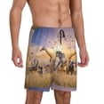 thumbnail image 2 of Balery Vintage Wildlife Protection Pantalones cortos de pijama de punto de algodón para hombre con cinturilla y bolsillos-Small, 2 of 6