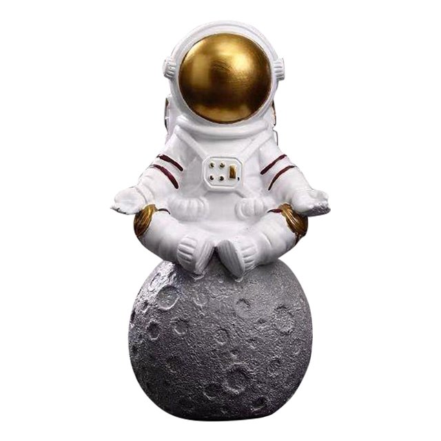 Figura de astronauta, decoración para la habitación de niños, escultura en miniatura de astronauta, juguete educativo para el aprendizaje preescolar y la diversión en el Oro 9.5x8x15.5CM