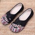 thumbnail image 4 of Floral Embroidered Dress Shoes for Women Comfortable Wide Toe Box Loafers Lightweight Canvas Casual Mary Jane Ballet Flat Black Size 8.5, 4 of 6