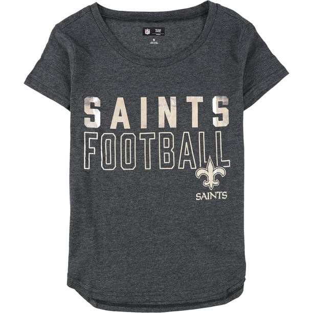 Camiseta gráfica de fútbol de los Santos de la NFL para mujer, gris, pequeña